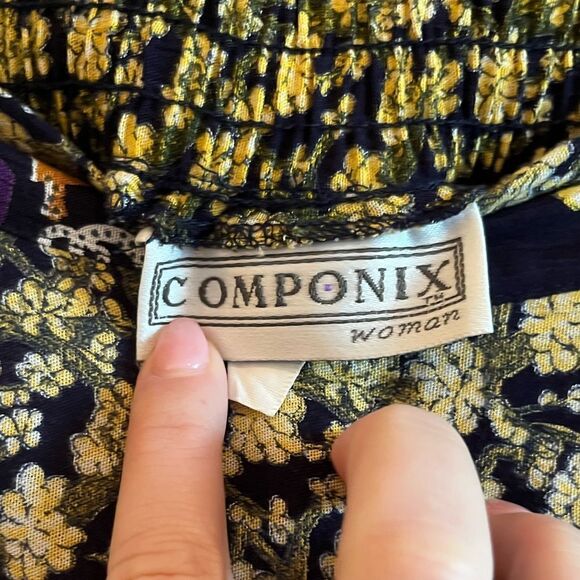 Vintage crinkle fabric midi skirt bold print - Picture 8 of 12